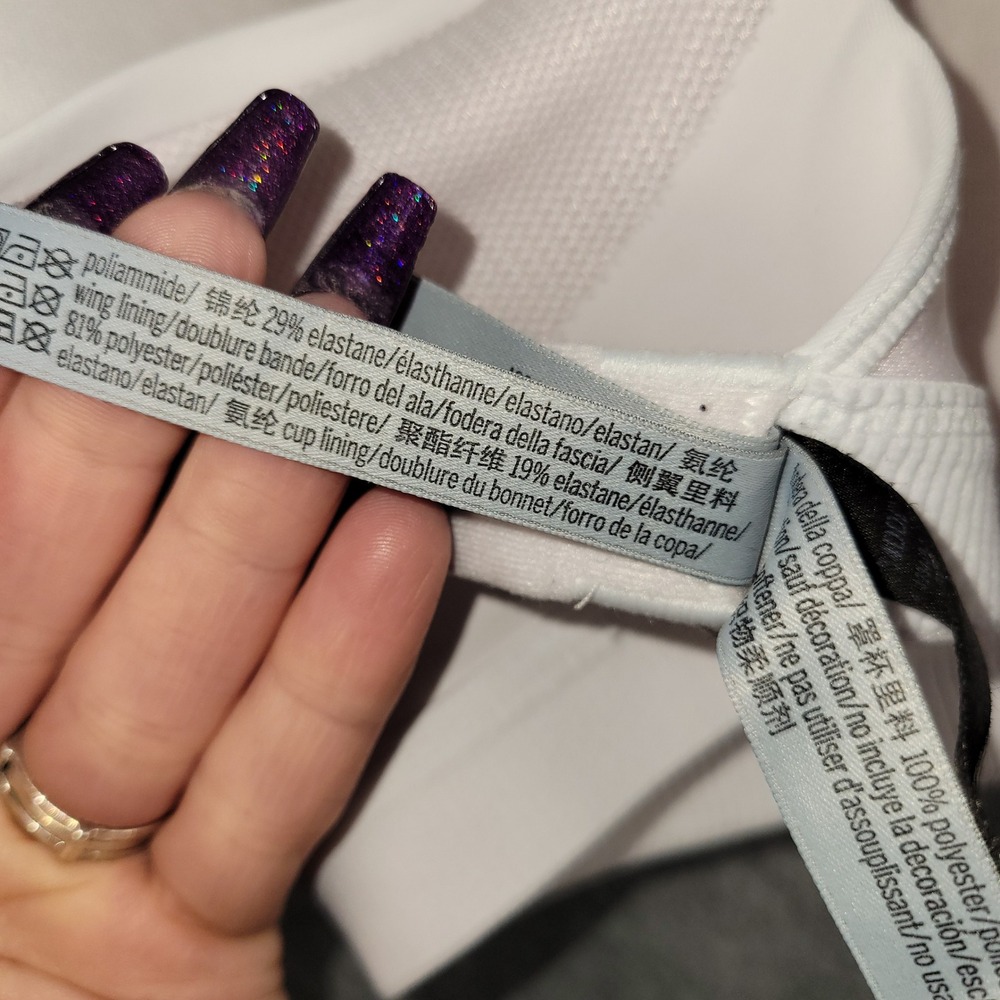 VSX by Victoria Secret Incredible Plunge Sports Bra 34DDD White Racerback Padded - Picture 9 of 10